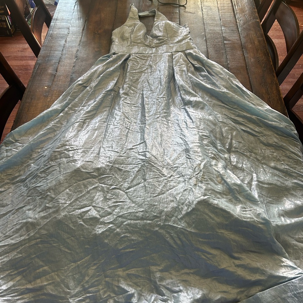 Xtraordinary Shimmering Silver Halter Dress